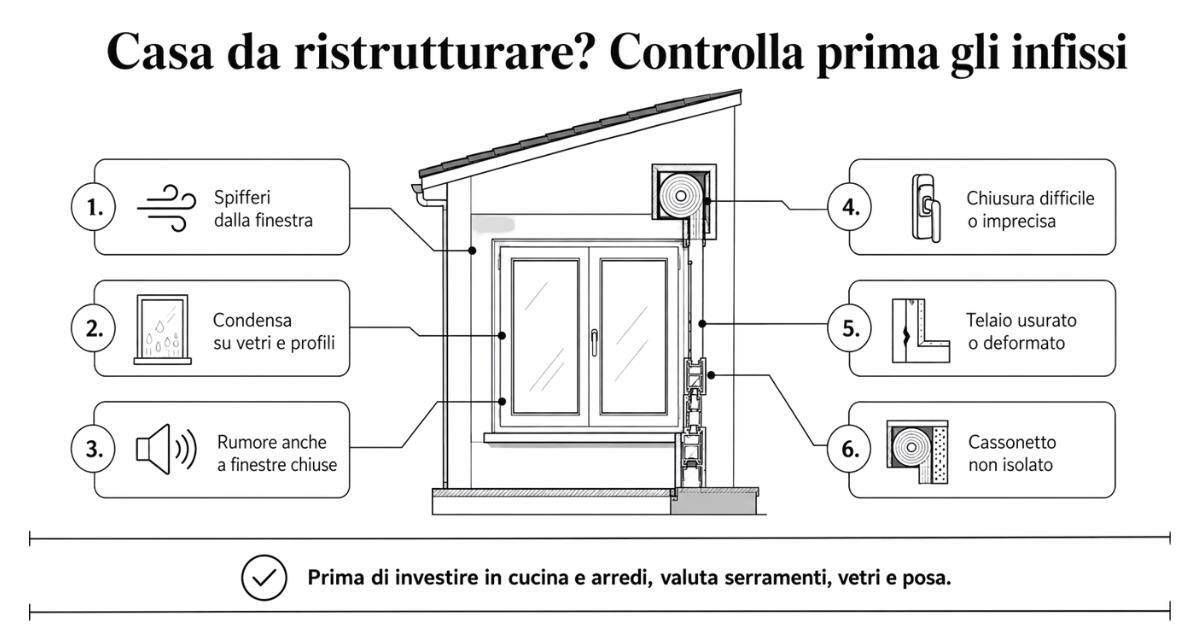 “Cosa controllare negli infissi prima di ristrutturare casa a Grugliasco”.