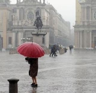 pioggia in piazza San Carlo