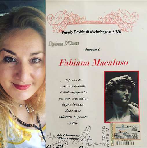 Macaluso Fabiana artista internazionale riceve il Premio “DAVIDE DI MICHELANGELO 2020”