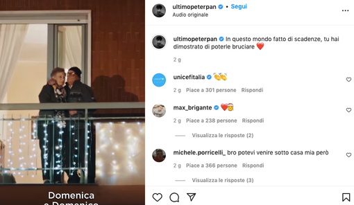 In foto il post su instagram con il video di Ultimo diventato virale nelle ultime ore