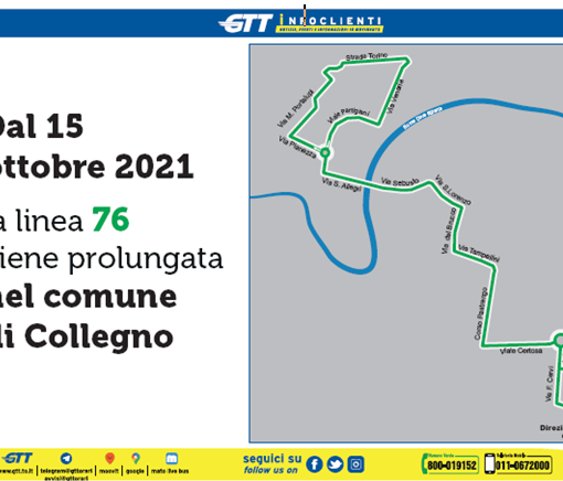 Collegno, la linea Gtt 76 prolunga il percorso fino a Collegno