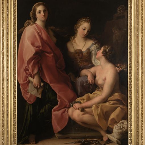 Pompeo Batoni, Allegoria della Pittura, Scultura e Architettura, 1740, ph Ernani Orcorte