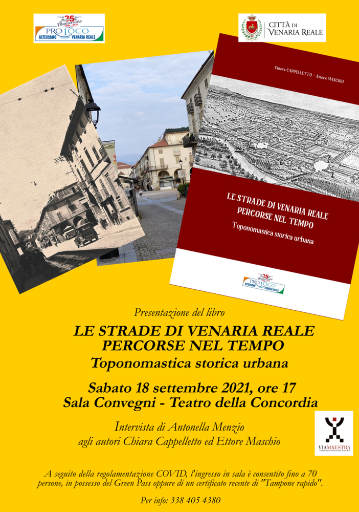Gli autori Chiara Cappelletto ed Ettore Maschio presentano il libro “Le strade di Venaria Reale percorse nel tempo”