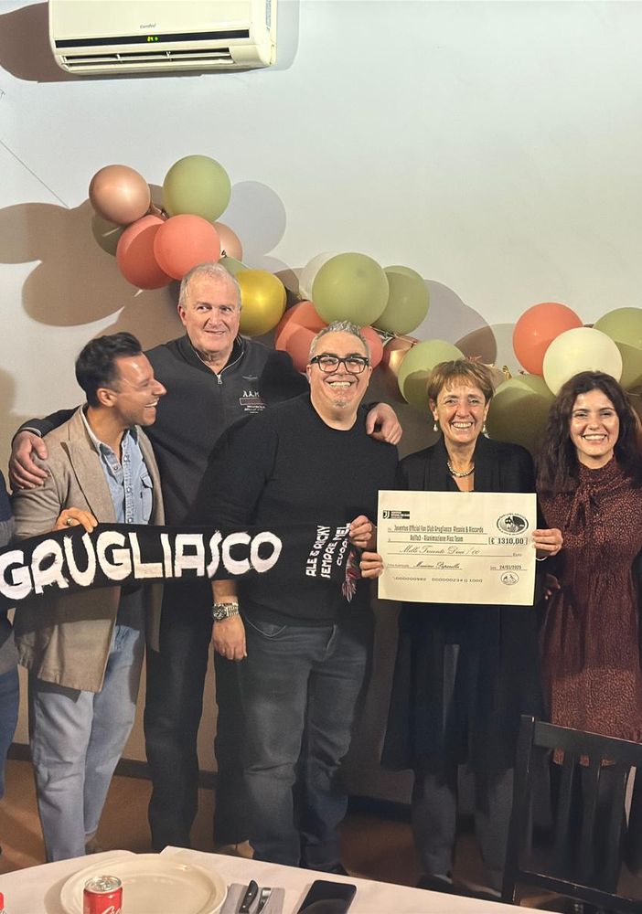 1300 euro raccolti dallo Juventus Club Grugliasco per la rianimazione dell'ospedale di Rivoli