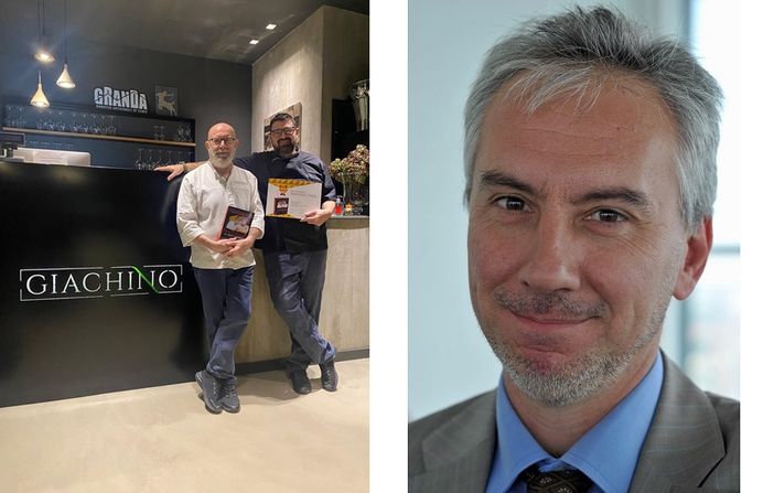 Il Nocciolino d'oro Gian Luigi Giachino, con il figlio Alessandro e il Nocciolino d’Tola, Massimo Gaudina Il Nocciolino d'oro Gian Luigi Giachino, con il figlio Alessandro e il Nocciolino d’Tola, Massimo Gaudina