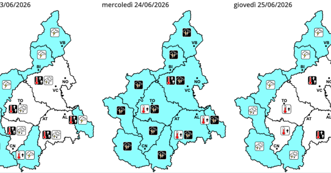 Allerta gialla sul Piemonte: domani previsti temporali anche di forte intensità Allerta gialla sul Piemonte: domani previsti temporali anche di forte intensità
