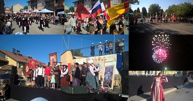 Un collage di immagini delle passate edizioni del Palio della Gru