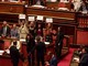 Caso Delmastro, protesta dei 5 Stelle al Senato: banchi del governo occupati e cartelli "Fuori le chat" Caso Delmastro, protesta dei 5 Stelle al Senato: banchi del governo occupati e cartelli "Fuori le chat"