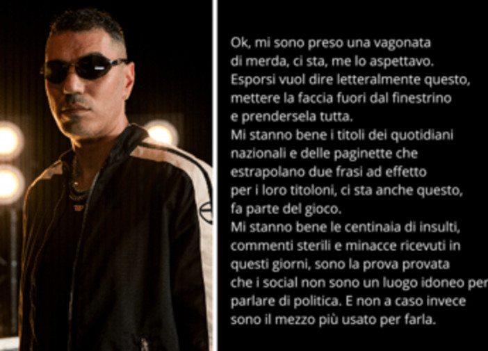 Marracash rompe il silenzio: "Mi stanno bene gli insulti, mai inneggiato alla violenza"