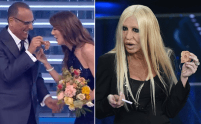 Sanremo 2026, Conti restituisce (dopo 10 anni) l'orecchio finto a Virginia Raffaele